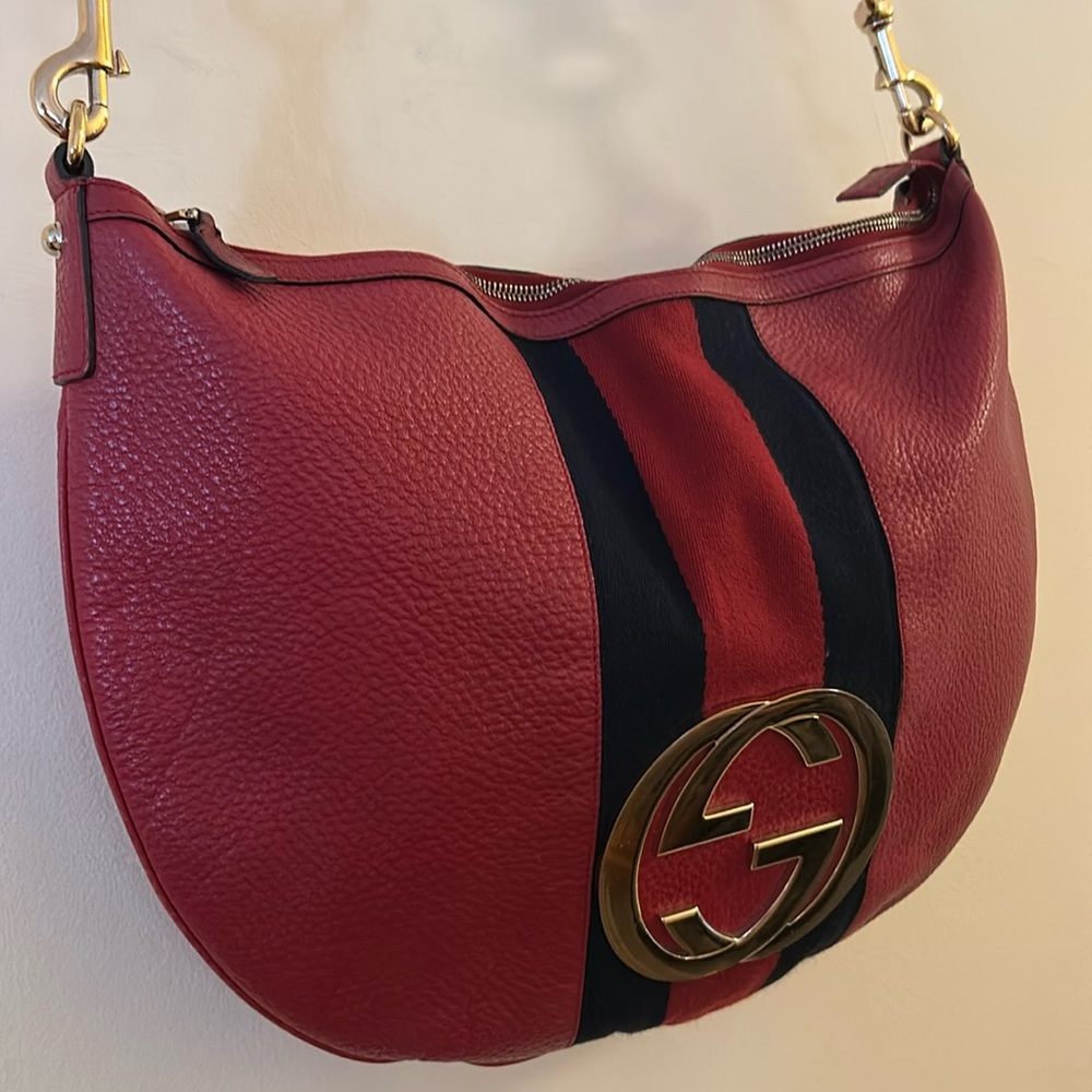 Gucci Blondie XL Shoulder Bag Purse GG RARE Tom Ford Era Red Pebbled Leather - Picture 4 of 17